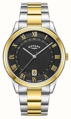 Rotary Dress Date Quartz (40.5mm) Charcoal Black Dial / Two-Tone Stainless Steel Bracelet GB05391/10