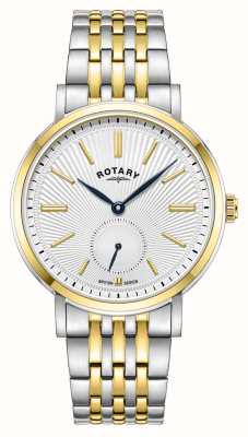 Rotary Dress Small-Seconds Quartz (37mm) White Guilloché Dial / Two-Tone Stainless Steel Bracelet GB05321/29