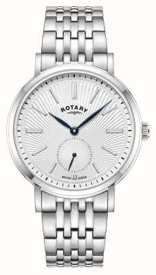 Rotary Dress Small-Seconds Quartz (37mm) White Guilloché Dial / Stainless Steel Bracelet GB05320/29
