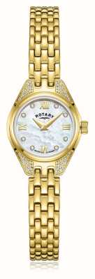 Rotary Traditional Diamond Quartz (20mm) Mother of Pearl Dial / Gold PVD Stainless Steel Bracelet LB05143/41/D
