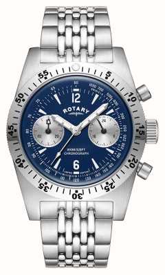 Rotary RW 1895 Heritage Chronograph Limited Edition (38mm) Ocean Blue Dial / Stainless Steel Bracelet GB05500/05