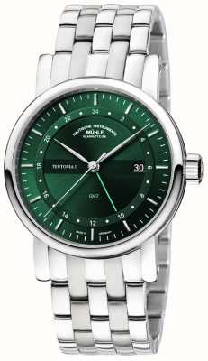 Mühle Glashütte Teutonia II GMT Automatic (41mm) Forest Green Sunray Cut Dial / Stainless Steel Bracelet M1-33-96-200-MB