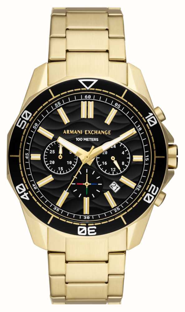 Armani Exchange Men's (44mm) Black Chronograph Dial / Gold-Tone ...