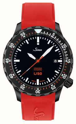 Sinn U50 HYDRO S 5000m (41mm) Black Dial / Red Silicone Strap 1051.020 RED SILICONE
