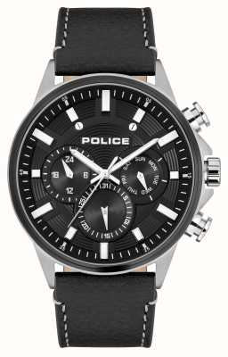 Police KISMET Quartz Chronograph (47mm) Black Dial / Black Leather Strap PEWJF2195141