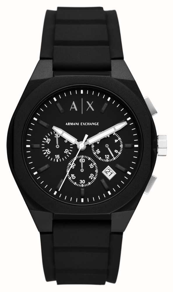 Armani Exchange Men s 44mm Black Chronograph Dial Black