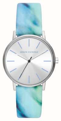 Armani Exchange Women's (36mm) Silver Dial / Blue Patterned Leather Strap AX5597