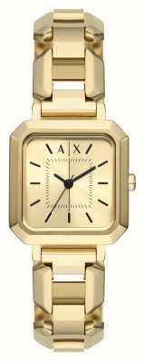 Armani Exchange Women's (27mm) Gold Square Dial / Gold-Tone Stainless Steel Bracelet AX5721