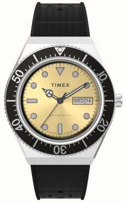 Timex M79 Automatic Day-Date (40mm) Gold Dial / Black Rubber Strap TW2W47600