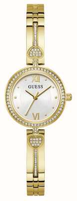 Guess Women's Lovey (27mm) White Dial / Gold-Tone Stainless Steel Bangle Bracelet GW0655L2
