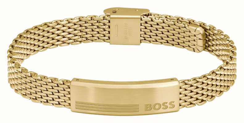 BOSS Jewellery Men's Alen Gold-Tone Stainless Steel Bar Detail Bracelet 1580610