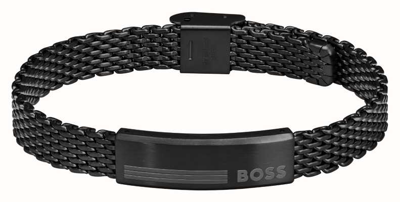 BOSS Jewellery Men's Alen Black Stainless Steel Bar Detail Bracelet 1580612
