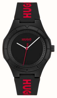 HUGO Men's #LIT (42mm) Black Dial / Black Silicone Strap 1530343