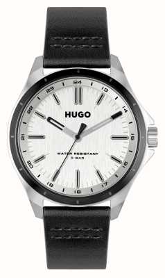 HUGO Men's #COMPLETE (42mm) Silver Dial / Black Leather Strap 1530325