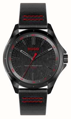 HUGO Men's #COMPLETE (42mm) Black Dial / Black Leather Strap 1530321
