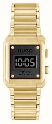 HUGO Men's #THRIVE (30mm) Black Digital Dial / Gold-Tone Stainless Steel Bracelet 1530359