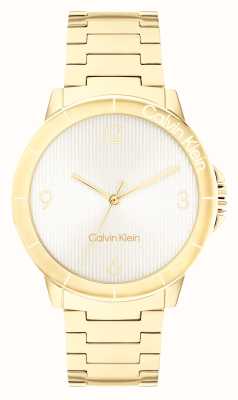 Calvin Klein Women's Vivacious (36mm) White Dial / Gold-Tone Stainless Steel Bracelet 25100023