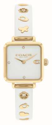 Coach Women's Cass (22mm) White Square Dial / White Resin Gold-Tone Stainless Steel Bracelet 14504308