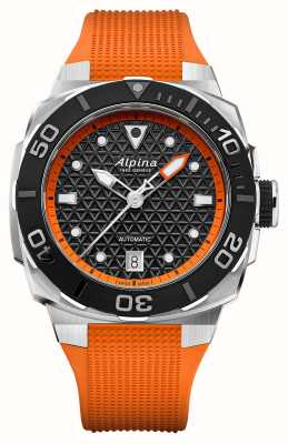 Alpina Seastrong Diver Extreme Automatic (39mm) Black Textured Dial / Orange Rubber Strap AL-525BO3VE6
