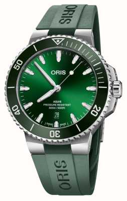 ORIS Aquis Date Automatic (43.5mm) Green Dial / Green Rubber Strap 01 733 7789 4157-07 4 23 37FC