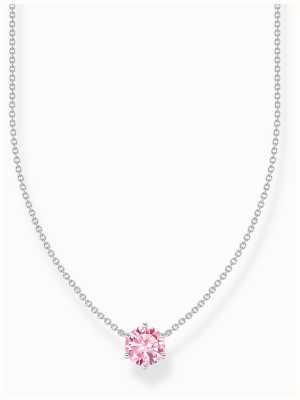 Thomas Sabo Pink Zirconia Solitaire Sterling Silver Necklace 45cm KE2210-051-9-L45V