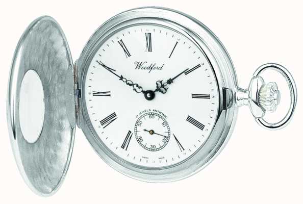 Woodford Sterling Silver Open Case White Dial Mechanical Pocket Watch 1068