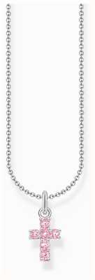 Thomas Sabo Pink Zirconia Cross Pendant Sterling Silver Necklace 45cm KE2226-051-9-L45V