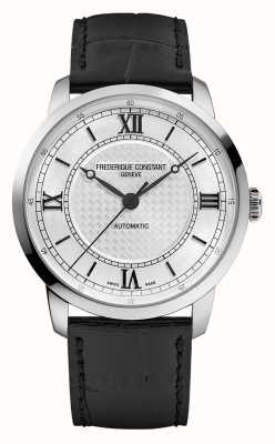 Frederique Constant Première Automatic (38.5mm) Silver Embossed Sunray Dial / Black Calf Leather Strap FC-301S3B6