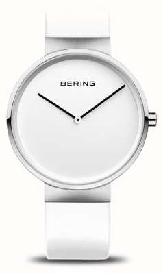 Bering Classic (39mm) White Dial / White Leather Strap 14539-604