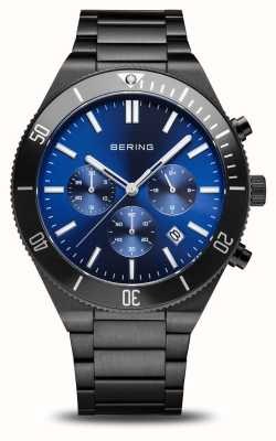 Bering Men's Classic (43mm) Blue Chronograph Dial / Black Stainless Steel Bracelet 15043-727