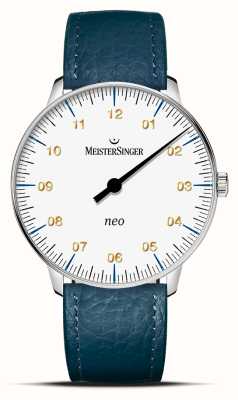 MeisterSinger Neo Sapphire (36mm) White Dial / Ocean Blue Leather Strap NES901G-SB114