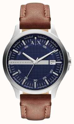 Armani Exchange Men's | Blue Textured Dial | Brown Leather Strap AX2133
