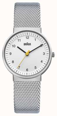 Braun Women's Watch | Stainless Steel Mesh Strap | White Dial | BN0031WHSLMHL