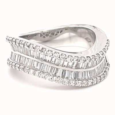 18k White Gold Wave Sty Bagette Diamond Ring JM4539