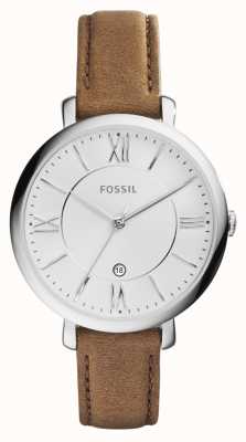 Fossil Women's Jacqueline | White Dial | Brown Leather Strap ES3708