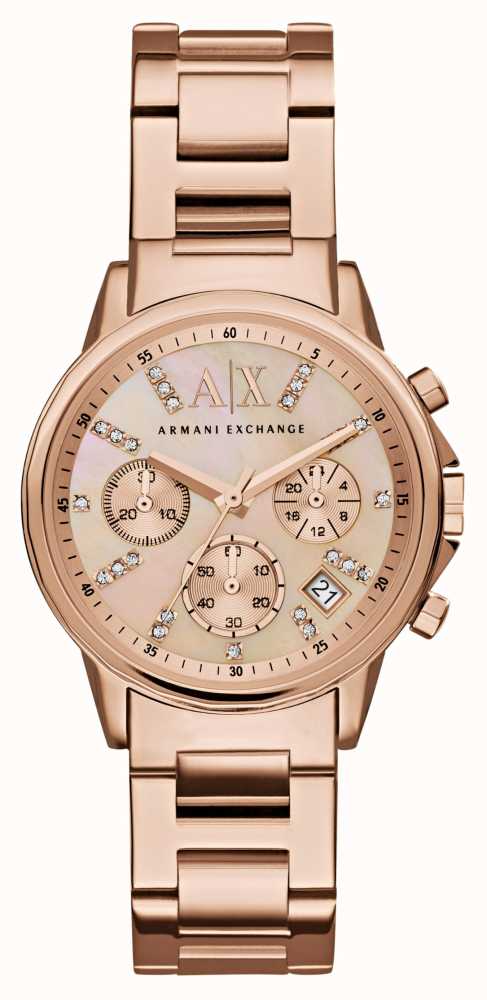 Armani Exchange Women's | Crystal Set Dial | Rose Gold Tone Bracelet AX4326  - First Class Watches™ IRL