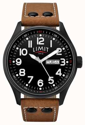 Limit Men's Brown Leather Strap Black Dial 5492.01
