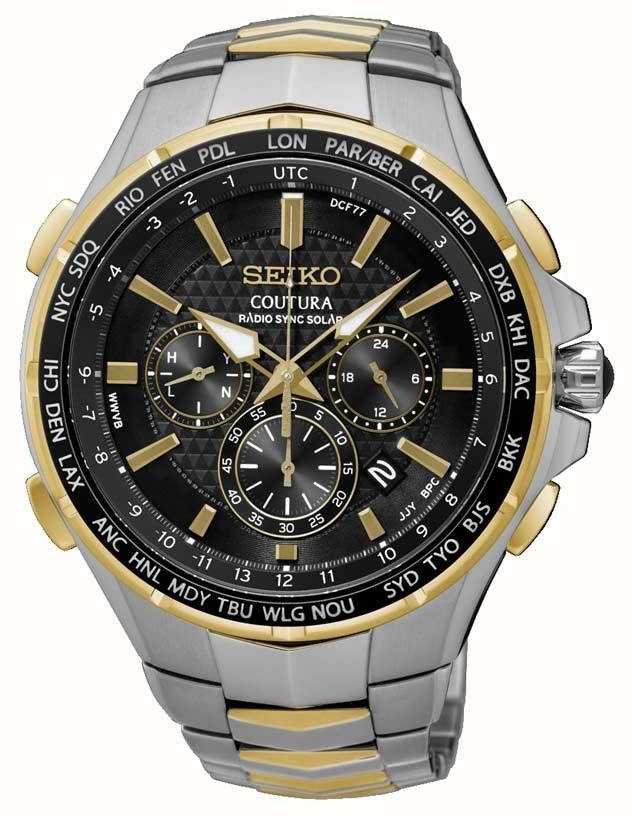 Seiko | Coutura | Two Tone Bracelet | Radio Sync Solar | Chrono Dial |  SSG010P9 - First Class Watches™ IRL