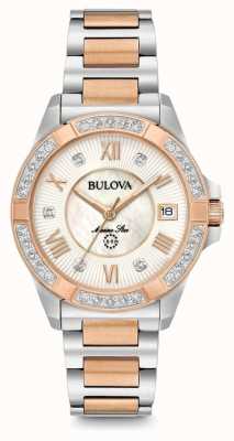 Bulova Womans Marine Star Diamond Two Tone Watch 98R234