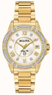 Bulova Womans Marine Star Diamond Gold Tone 98R235