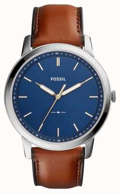 Fossil Men's Minimalist | Blue Dial | Brown Leather Strap FS5304