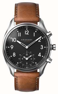 Kronaby APEX Hybrid Smartwatch (43mm) Black Dial / Brown Italian Leather Strap S0729/1