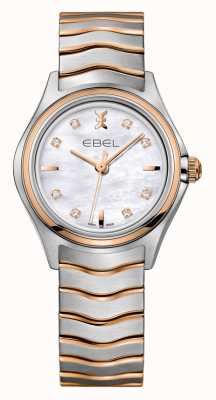 EBEL Wave Lady - 8 Diamonds (30mm) Mother of Pearl Dial / 18K Rose Gold & Stainless Steel 1216324