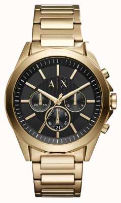 Armani Exchange Men's | Black Chronograph Dial | Gold Tone Stainless Steel Bracelet AX2611