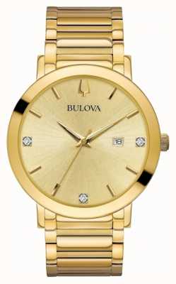 Bulova Men's Diamond Set Gold Tone Watch 97D115