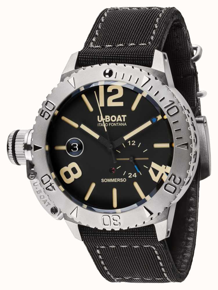 u-boat sommerso 46 bk automatic black rubber strap