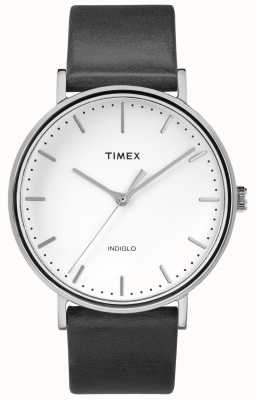 Timex Fairfield 41mm Black Leather Strap/White Dial TW2R26300