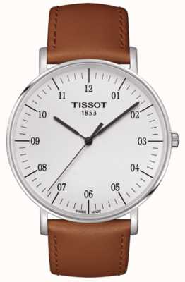 Tissot Men's Everytime Large White Dial Brown Leather Strap T1096101603700