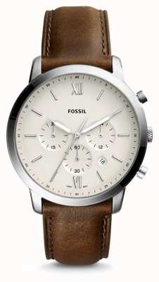 Fossil Men's Neutra | Cream Chronograph Dial | Brown Leather Strap FS5380