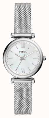 Fossil Women's Carlie Mini | Mother Of Pearl Dial | Stainless Steel Mesh ES4432